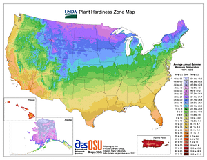 USDA plant HArdiness zone map